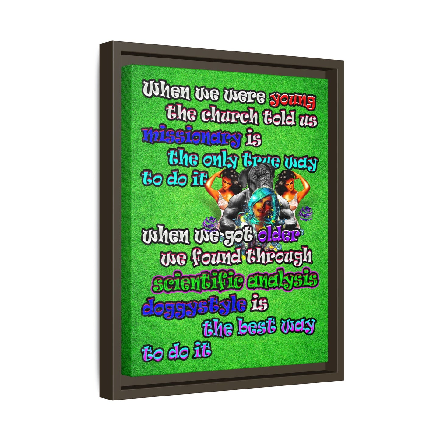 doggystyle - framed canvas art (green turf)