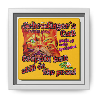 schrodinger's cat - framed canvas art (yellow)
