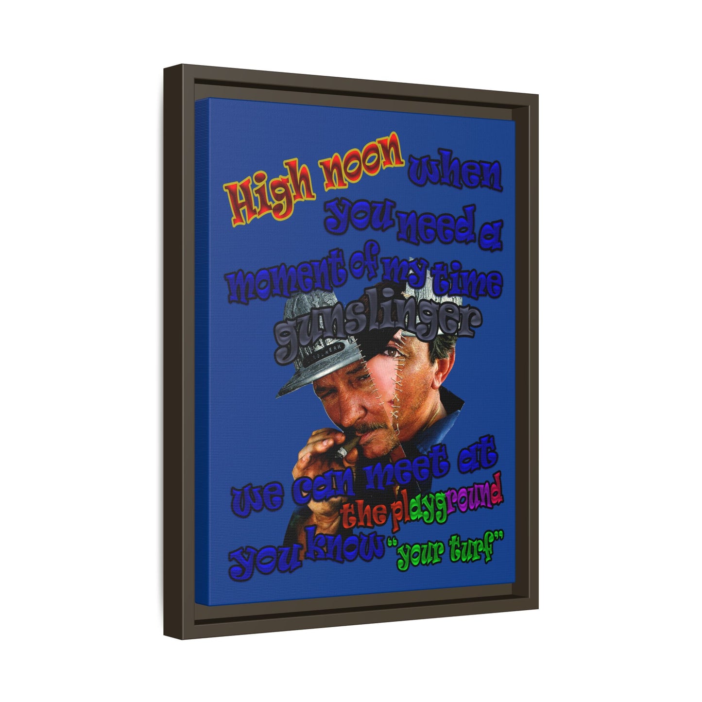 high noon - framed canvas art (dark blue)