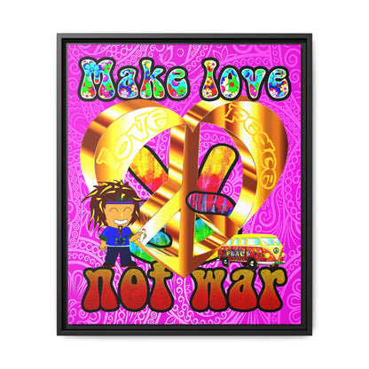 love peace - framed canvas art (pink swirl)