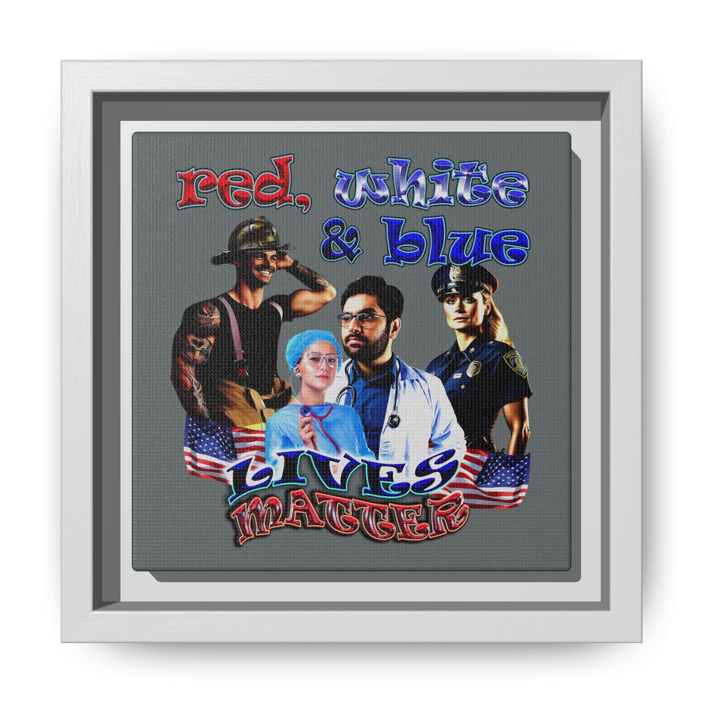 rw&b lives matter - framed canvas art (dark grey)