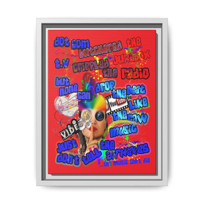 drop the beat - framed canvas art (red)