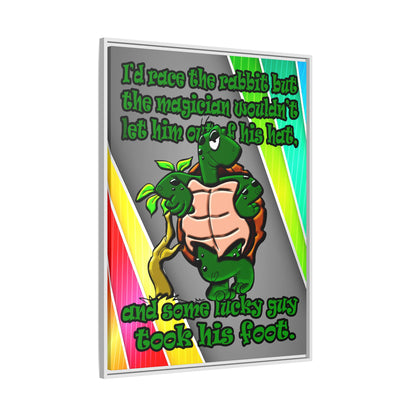 turtle race - framed canvas art (rainbow split)