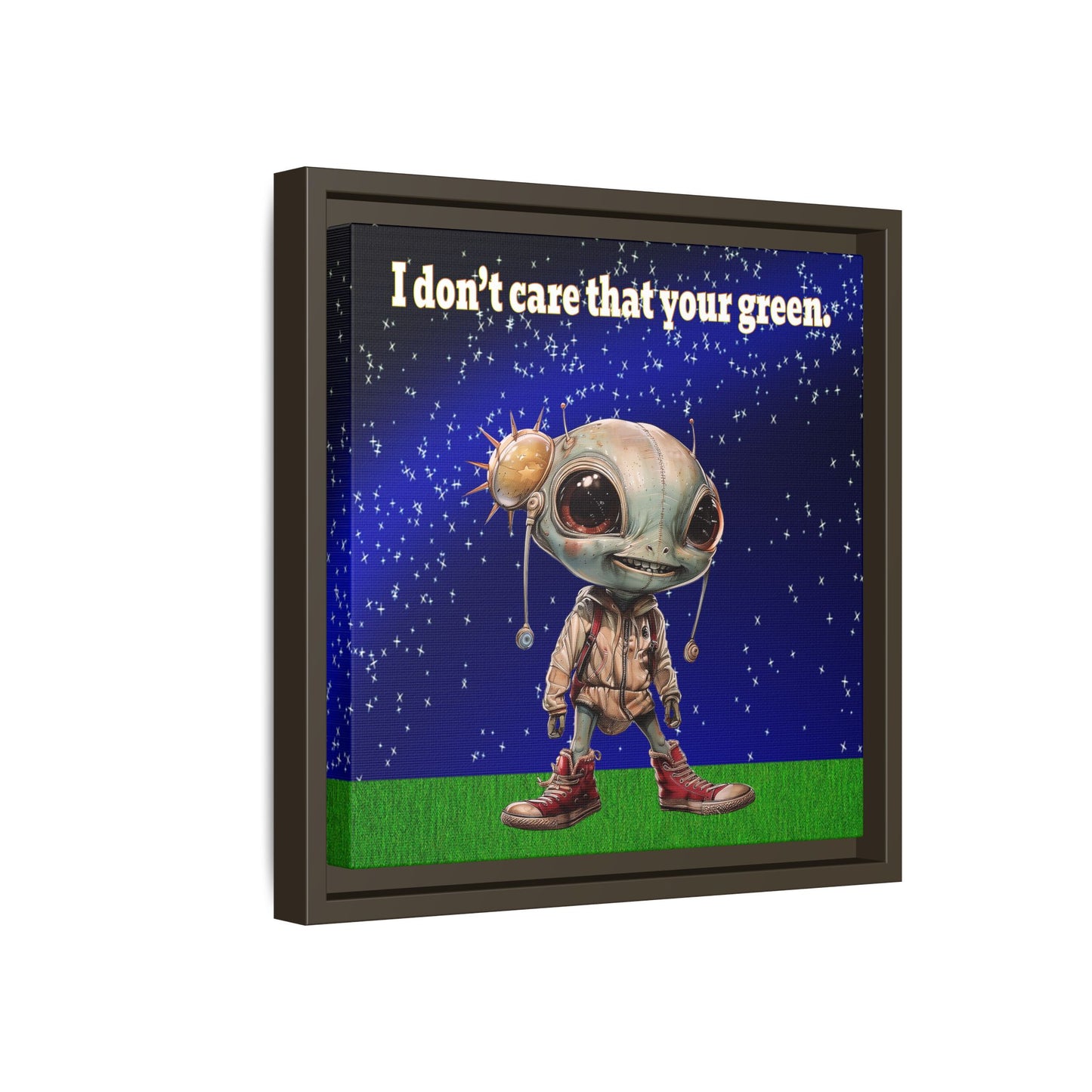 I don't care that your green - framed canvas art ('snoops' background)