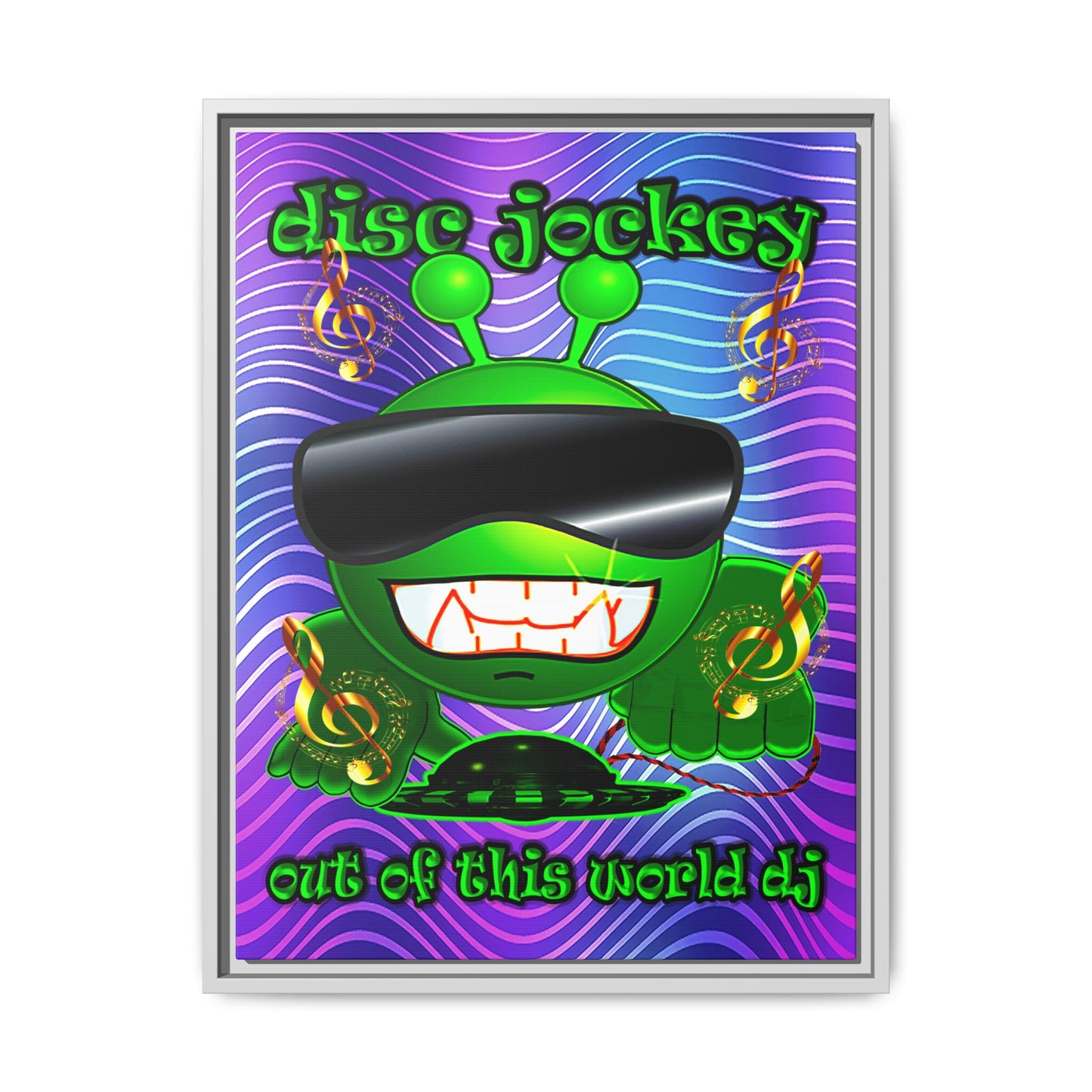 disc jockey - framed canvas art (purple wave)