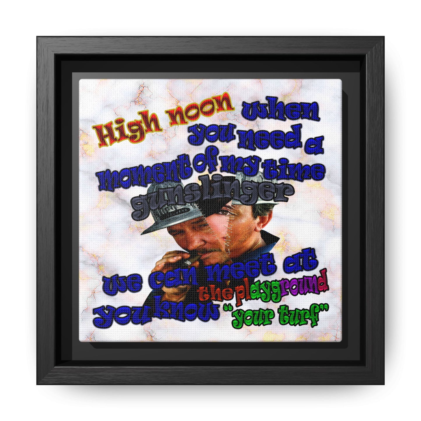high noon - framed canvas art (white marble)