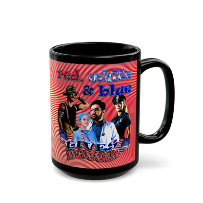 rw&b lives matter - Black Mug (yellow-orange wave)
