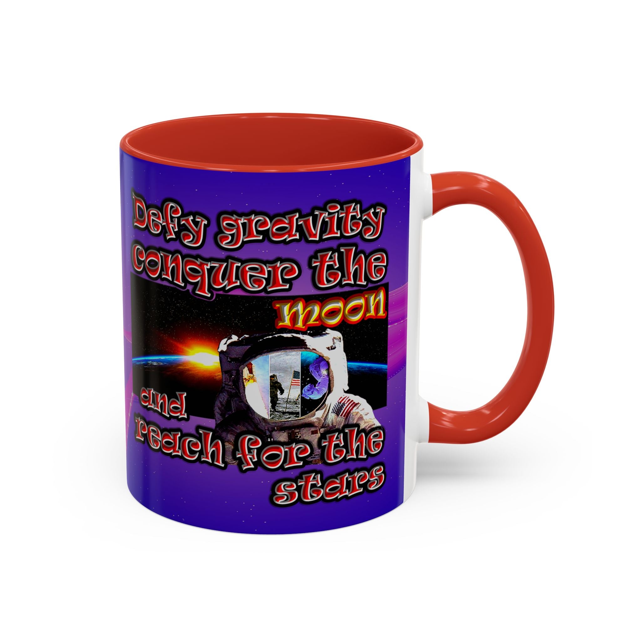 defy conquer reach - Accent Mug (purple-pink wave)