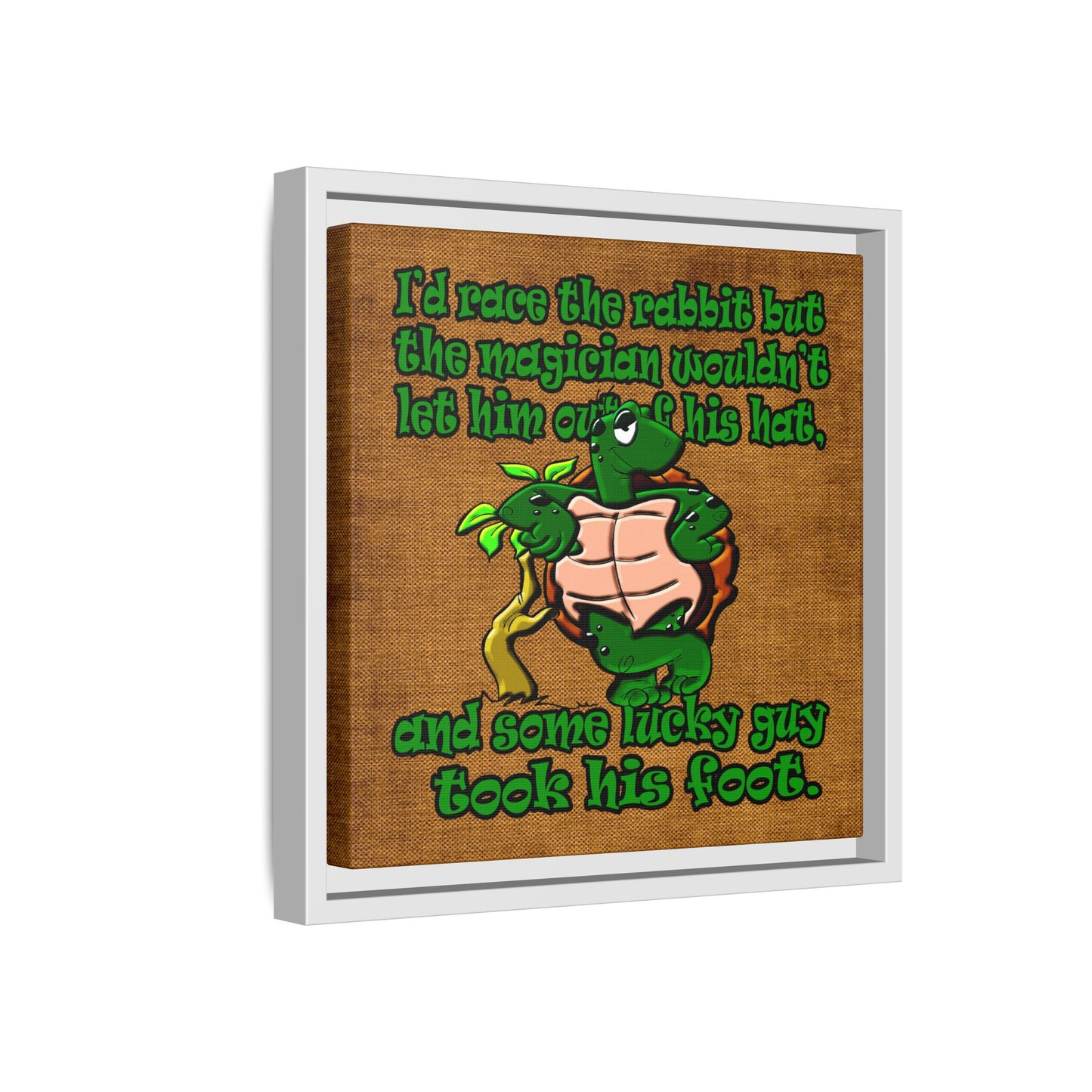 turtle race - framed canvas art (brown papyrus)