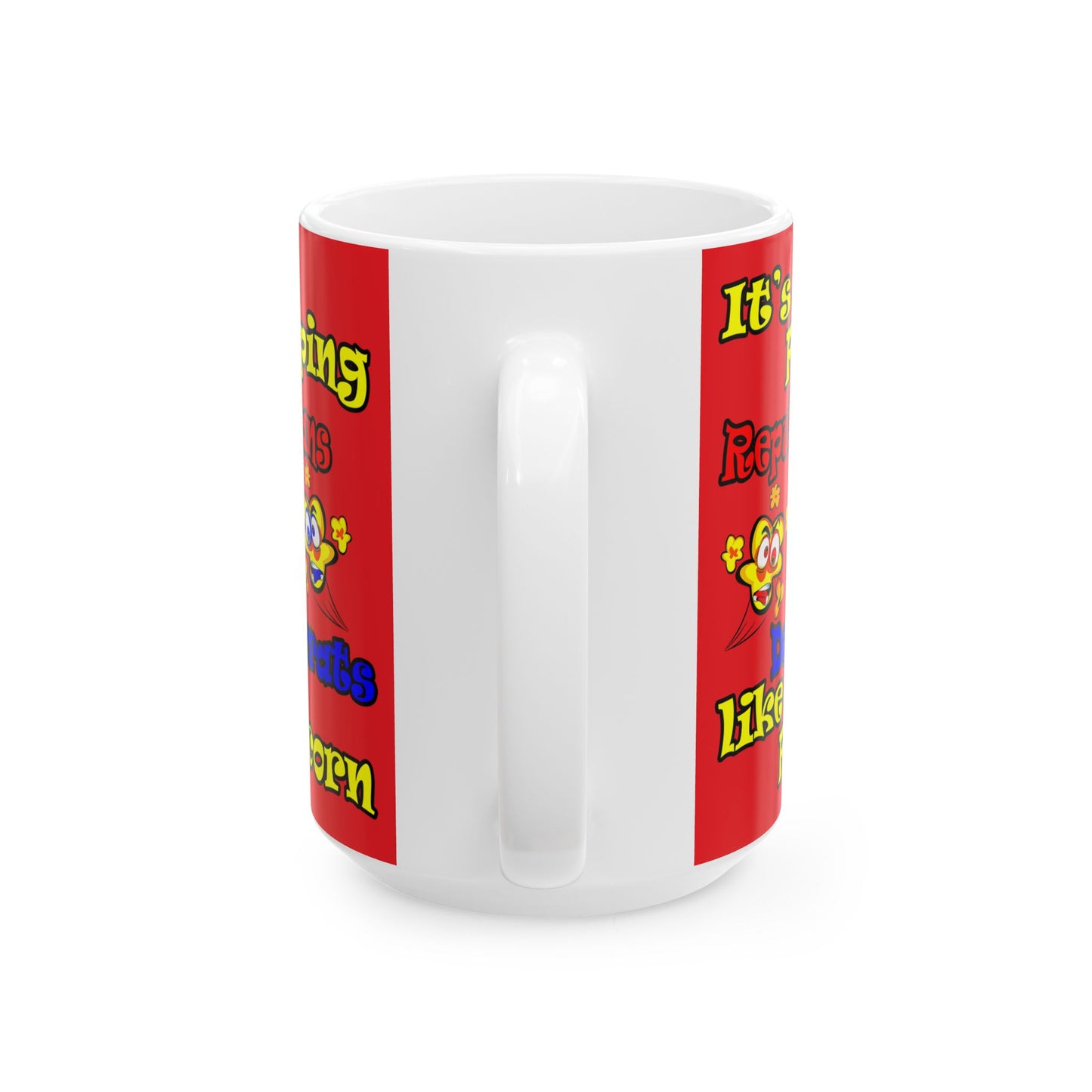 popping like popcorn - White Mug (red)