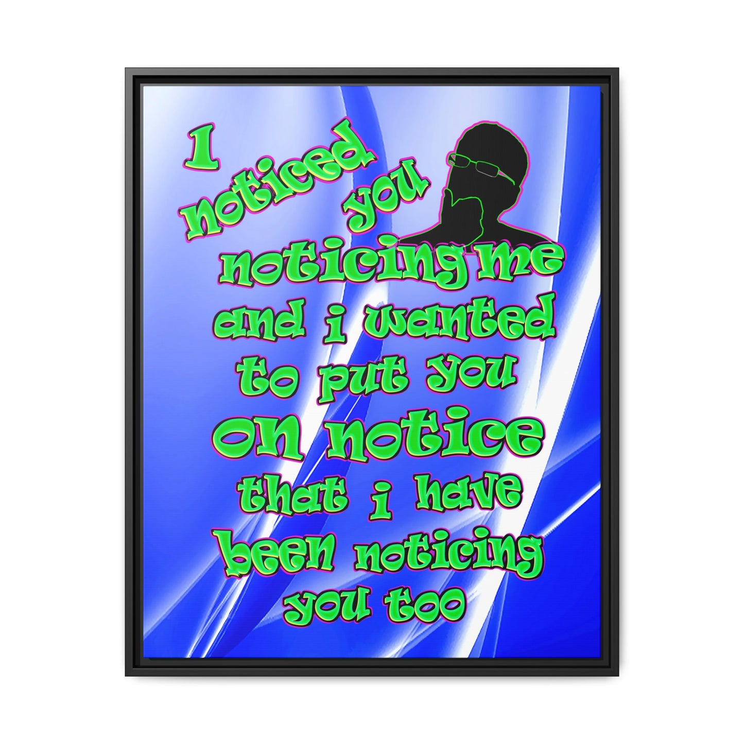 noticed you noticing - framed canvas art (blue-white wave)