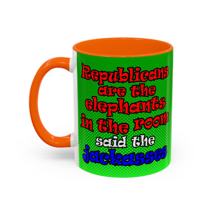donkeys and elephants - Accent Mug (logo green)