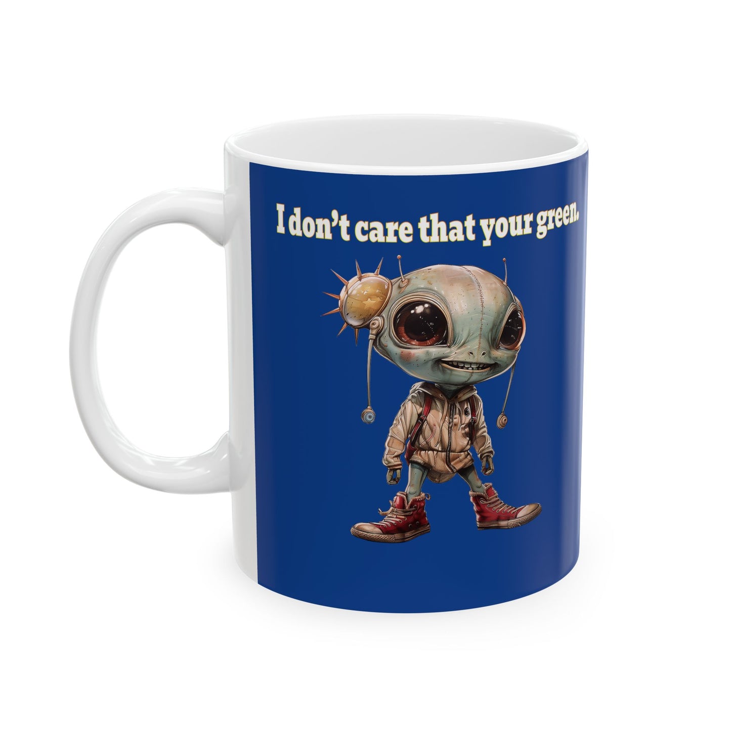 I don't care that your grey - White Mug (dark blue)