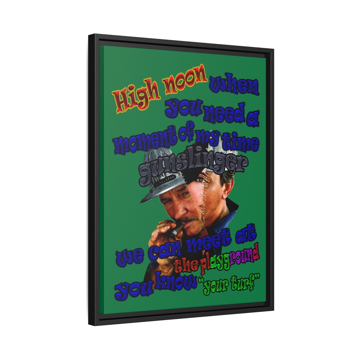 high noon - framed canvas art (dark green)