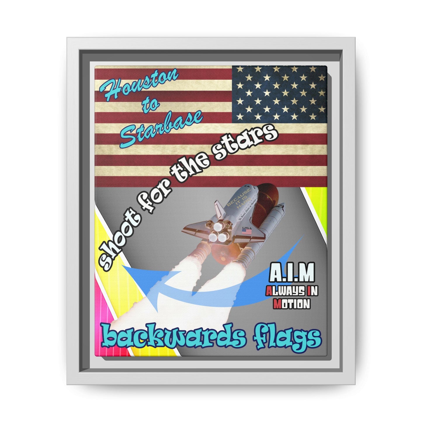 shoot for the stars - framed canvas art (rainbow split)