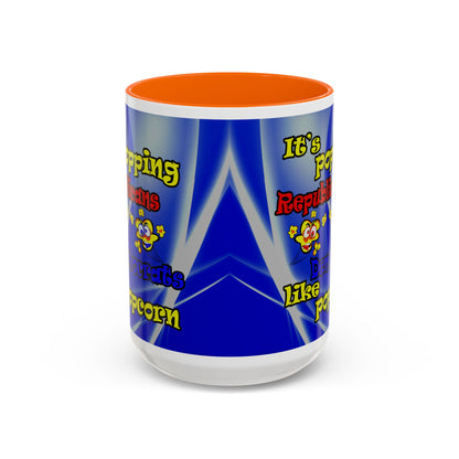 popping like popcorn - Accent Mug (blue-white wave)