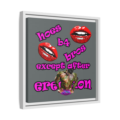 hoes b4 bros - framed canvas art (dark grey)