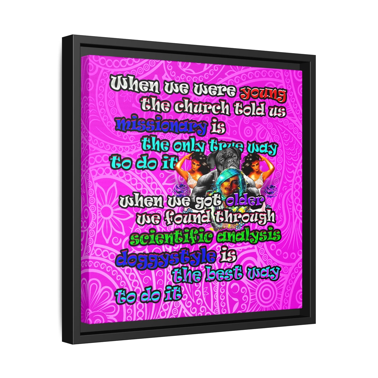 doggystyle - framed canvas art (pink swirl)