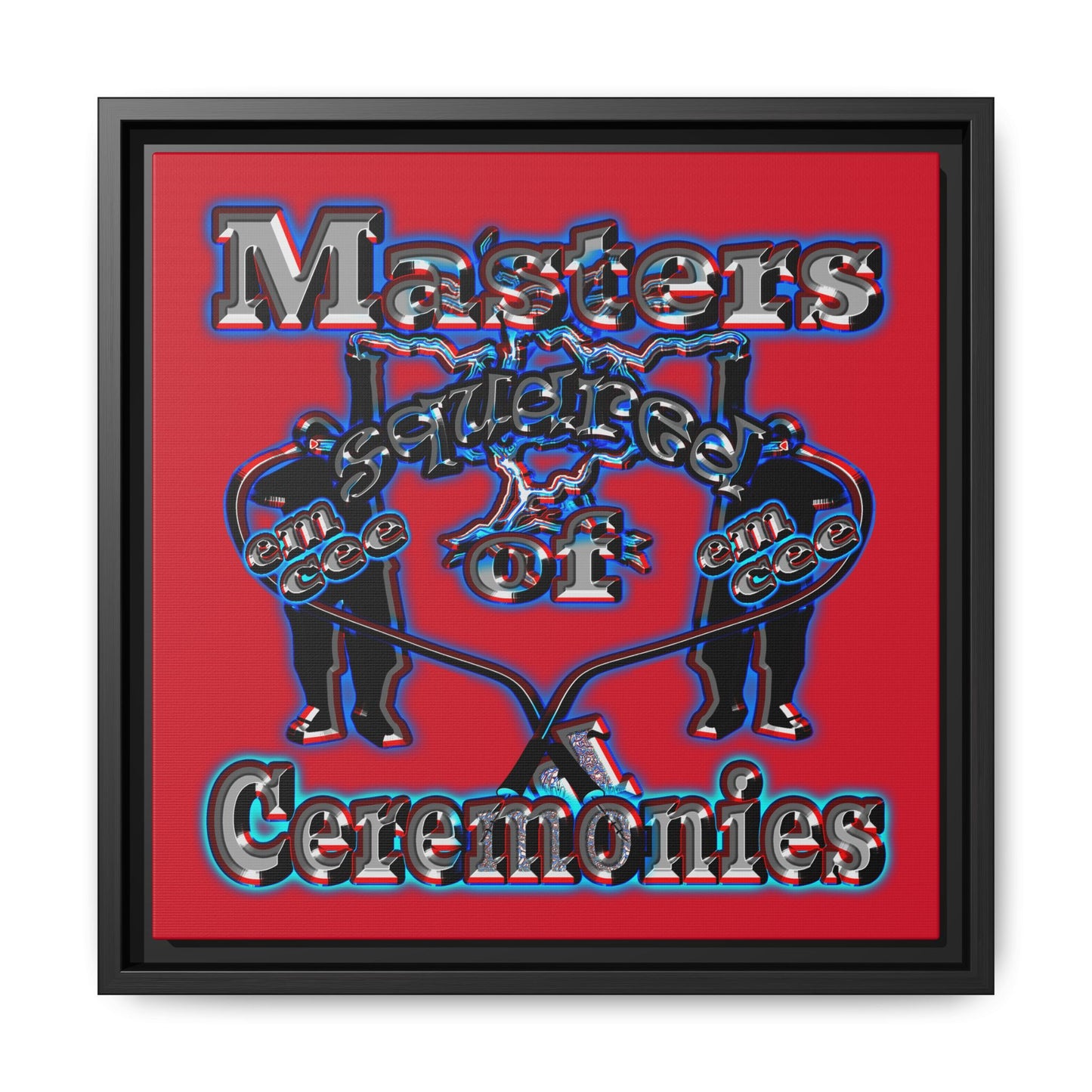em cee squared - framed canvas art (dark red)