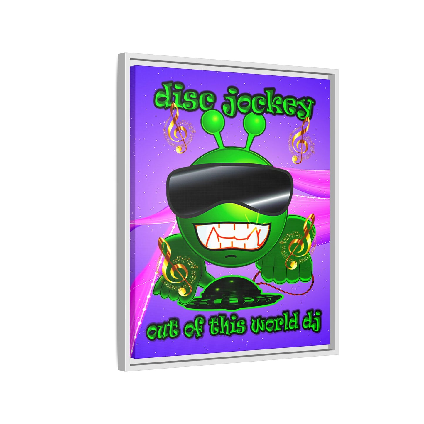 disc jockey - framed canvas art (purple-pink wave)