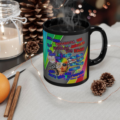 drop the beat - Black Mug (rainbow split)