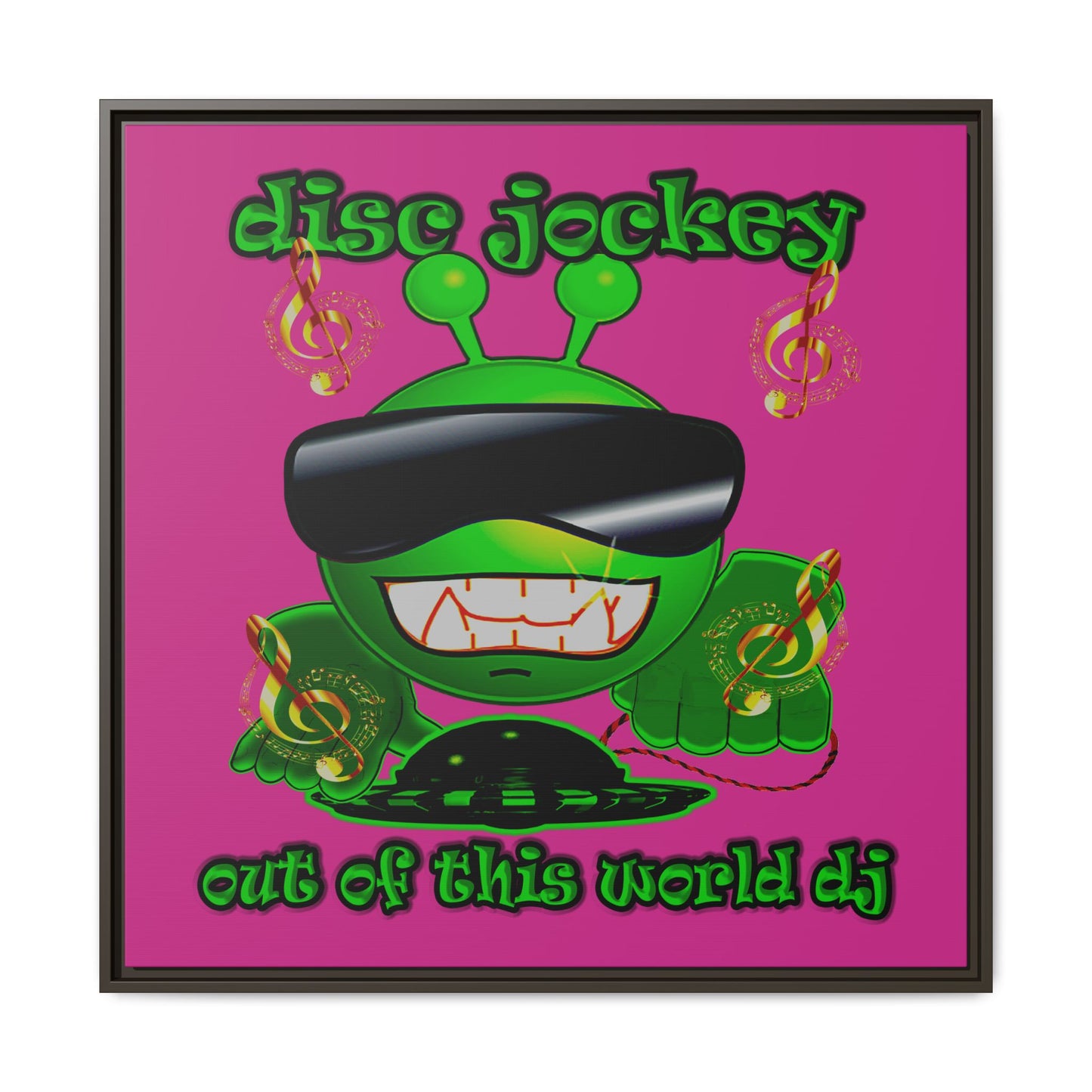 disc jockey - framed canvas art (pink)