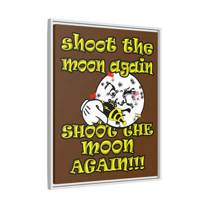 shoot the moon again - framed canvas art (brown)