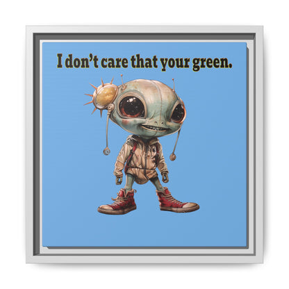 I don't care that your green - framed canvas art (light blue)