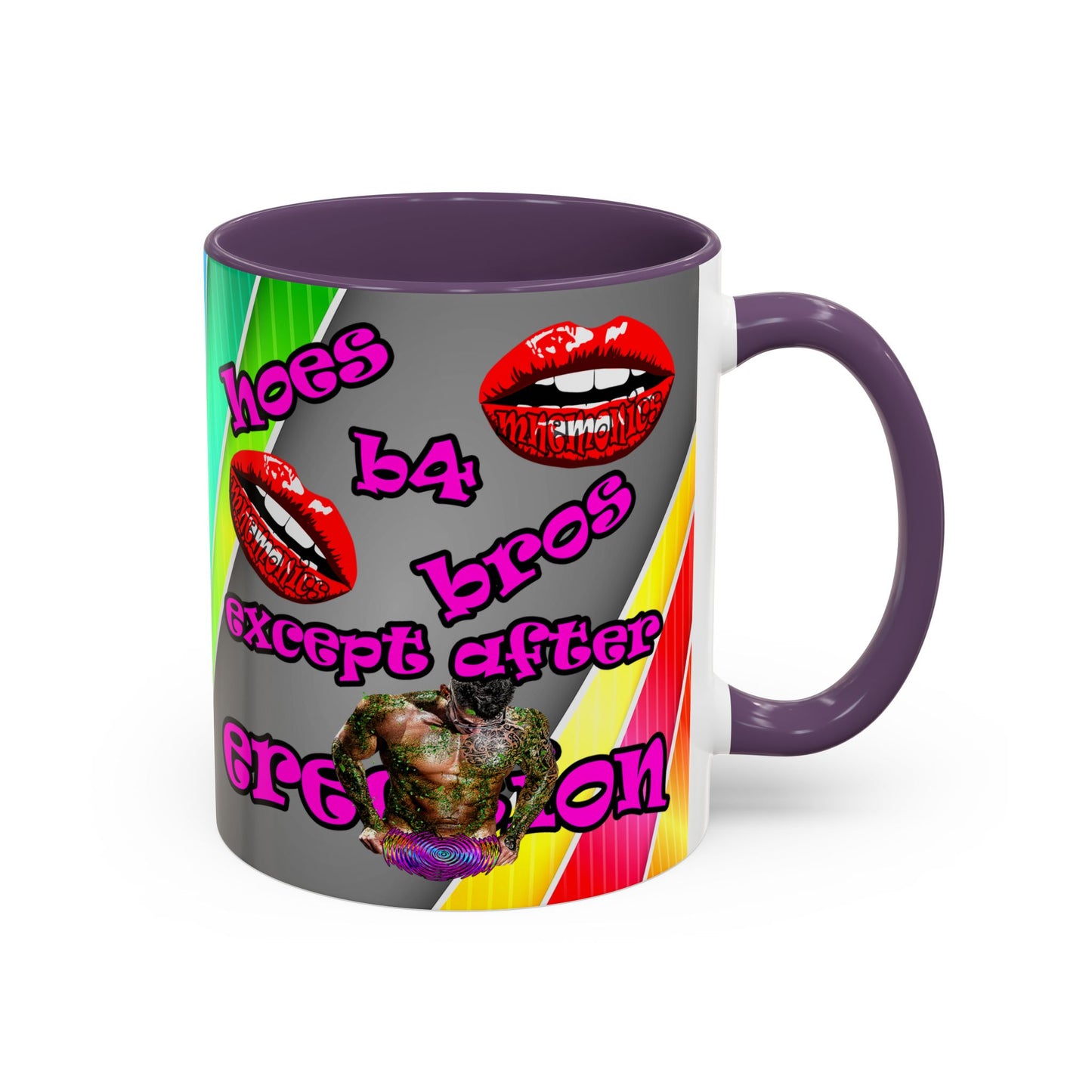 hoes b4 bros - Accent Mug (rainbow split)