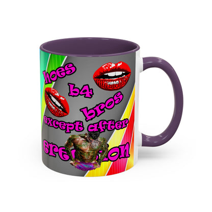 hoes b4 bros - Accent Mug (rainbow split)