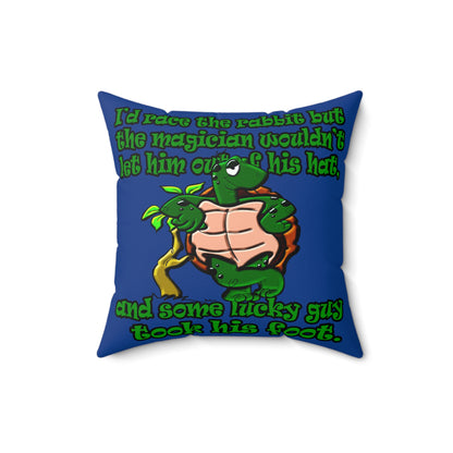 turtle race - Spun Polyester Square Pillow - (dark blue)