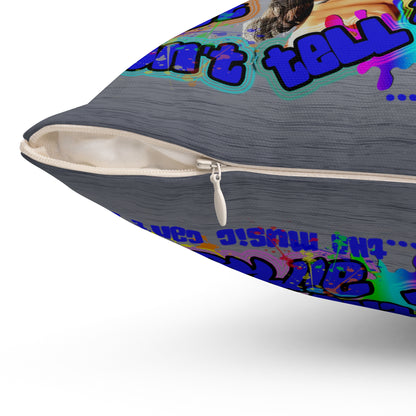 drop the beat - Spun Polyester Square Pillow - (brushed nickel)