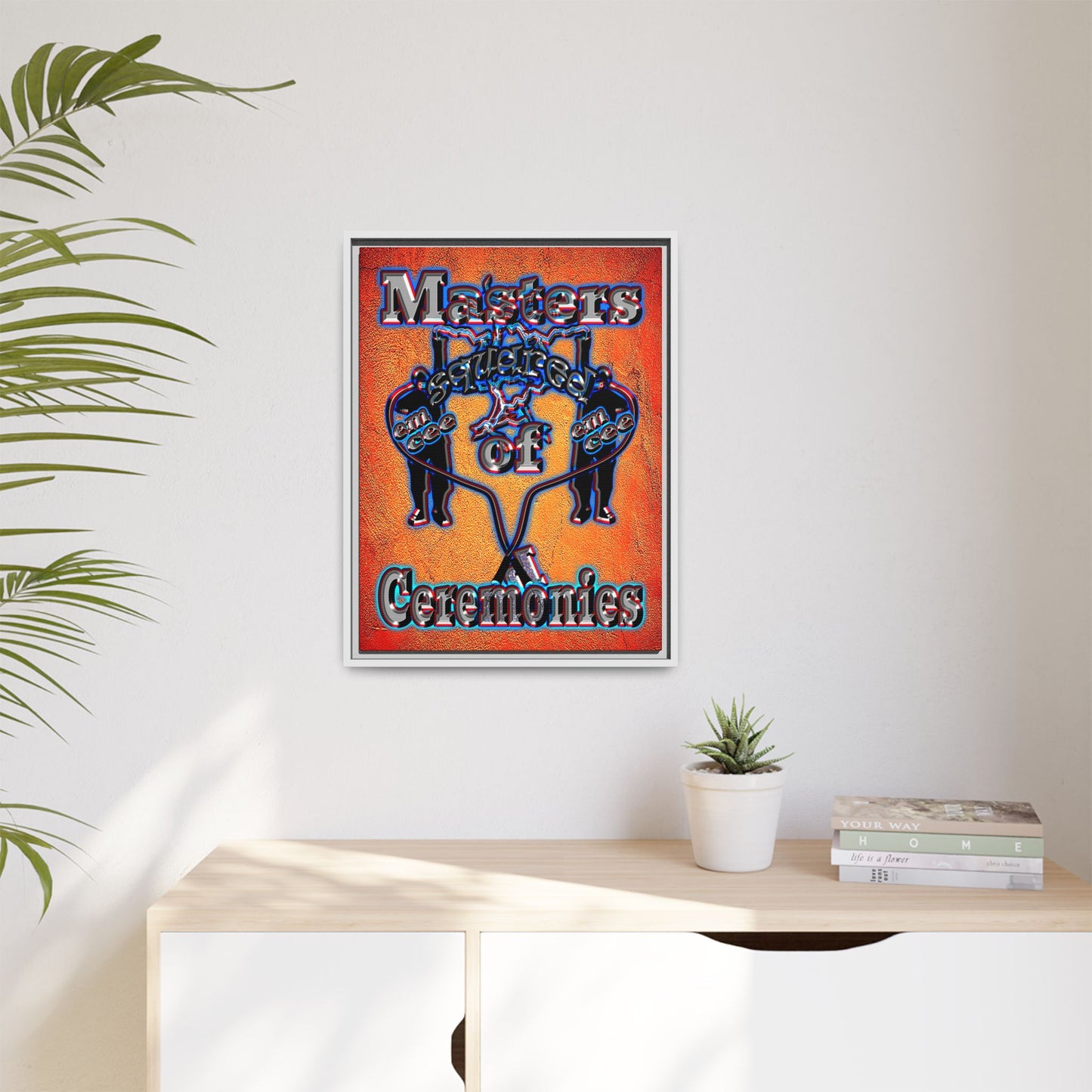 em cee squared - framed canvas art (burnt orange)
