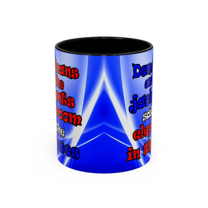 donkeys and elephants - Accent Mug (blue-white wave)