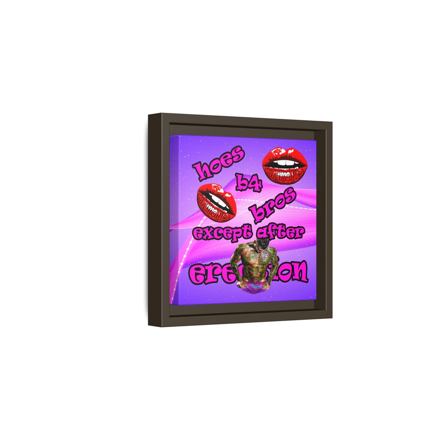 hoes b4 bros - framed canvas art (purple-pink wave)
