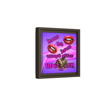 hoes b4 bros - framed canvas art (purple-pink wave)