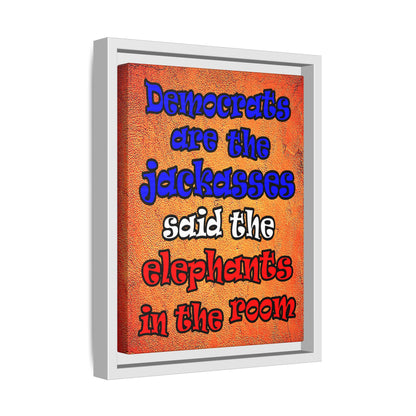 donkeys and elephants - framed canvas art (burnt orange)