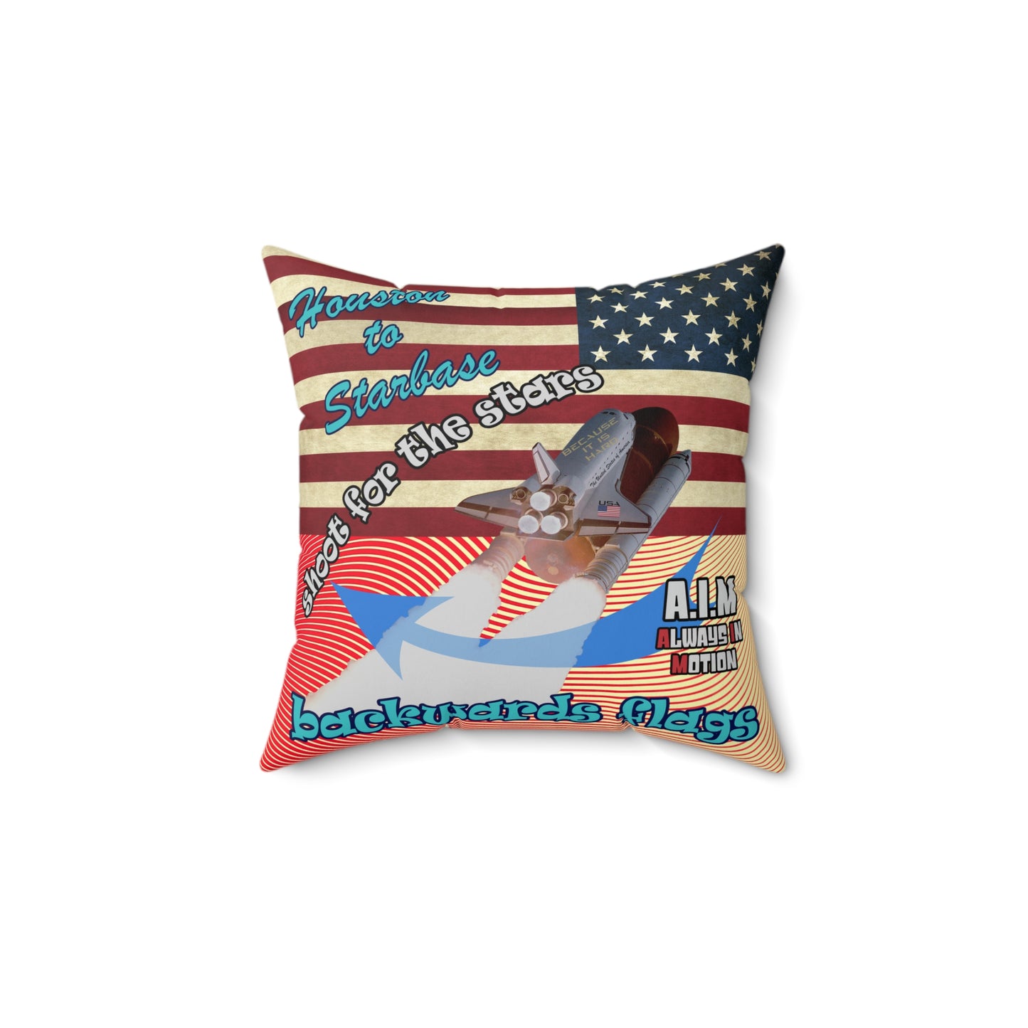 shoot for the stars - Spun Polyester Square Pillow - (yellow-orange wave)