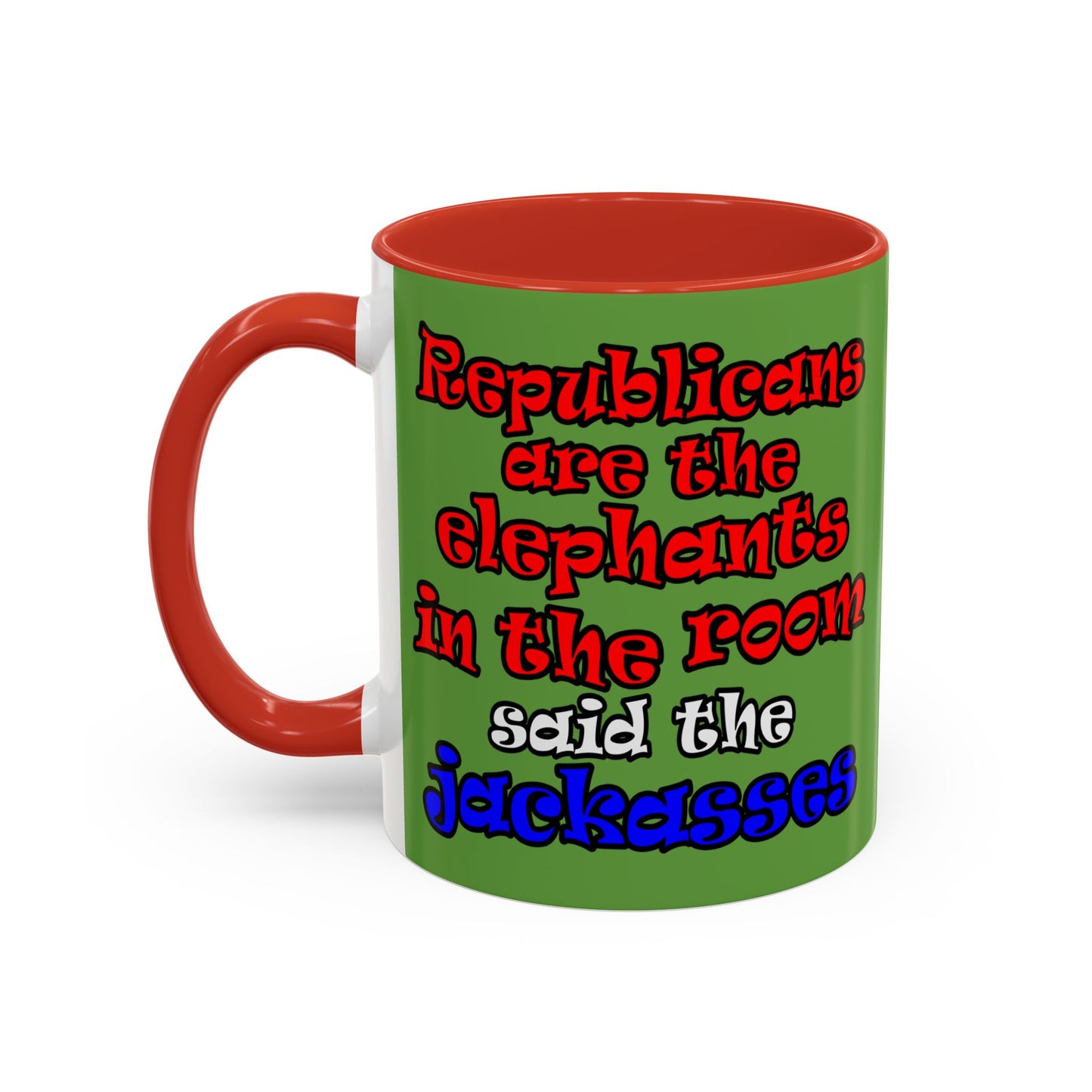 donkeys and elephants - Accent Mug (green)