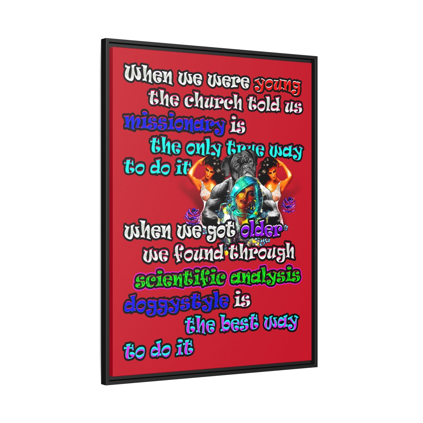 doggystyle - framed canvas art (dark red)