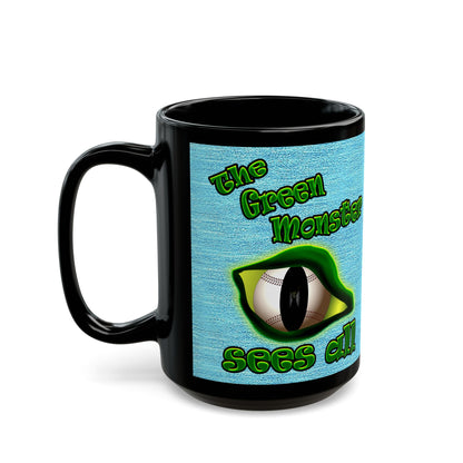 green monster - Black Mug (faded blue)