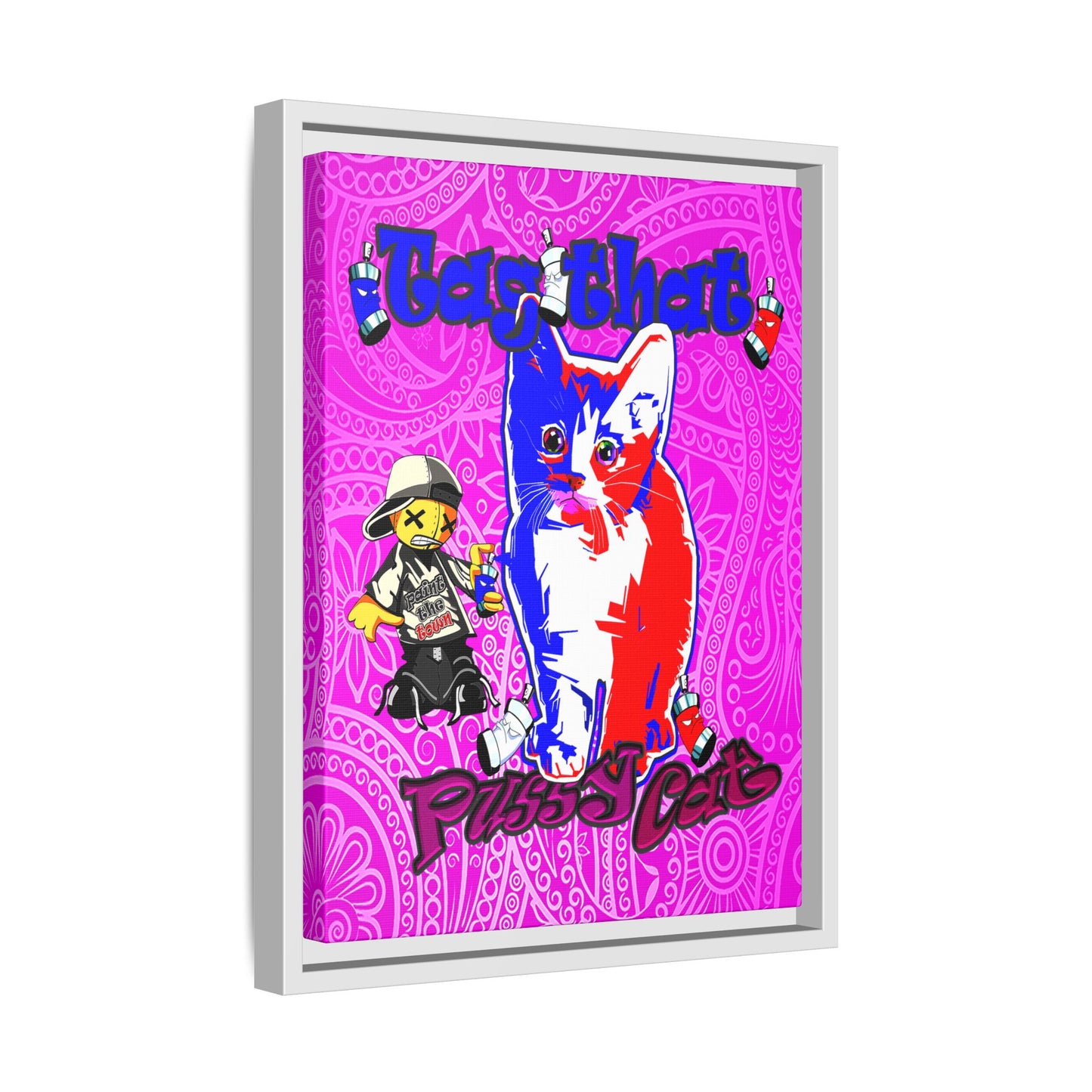 tag that - framed canvas art (pink swirl)