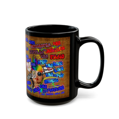 drop the beat - Black Mug (brown papyrus)