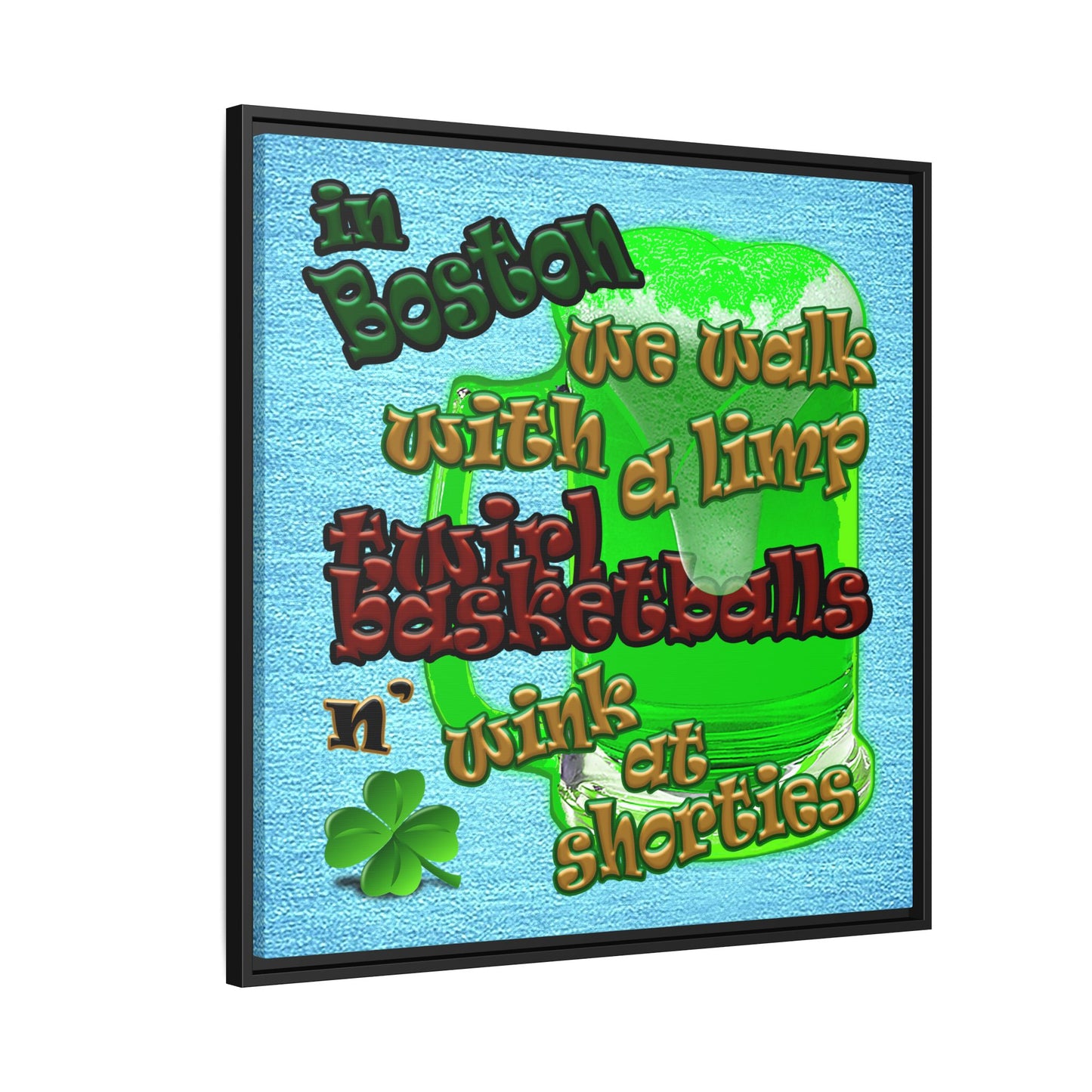 celtics logo - framed canvas art (faded blue)
