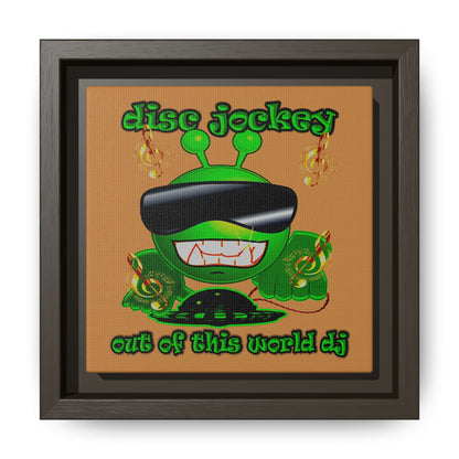 disc jockey - framed canvas art (light brown)