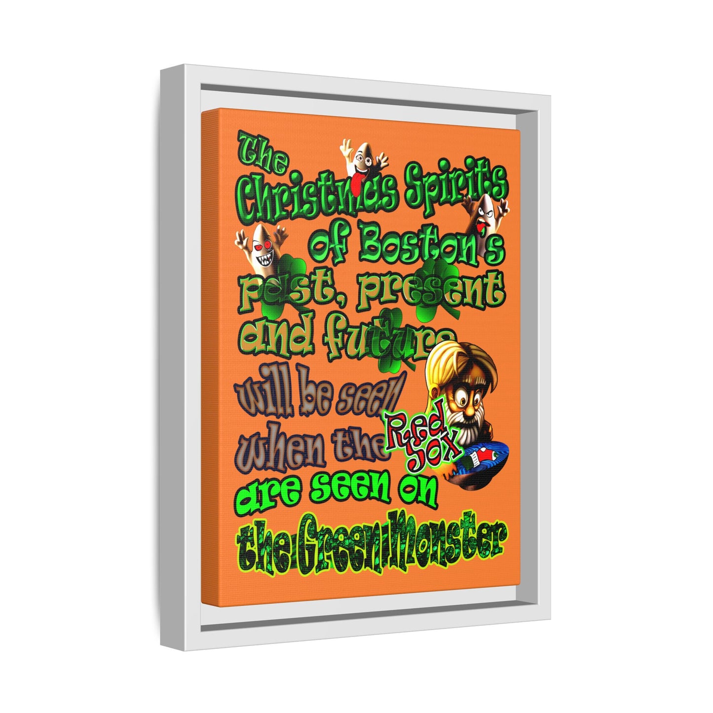 christmas spirits of boston - framed canvas art (crusta)