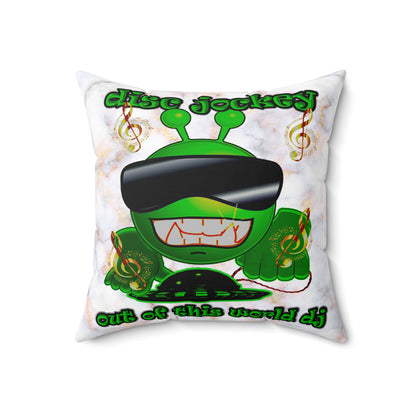 disc jockey - Spun Polyester Square Pillow - (white marble)