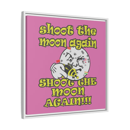 shoot the moon again - framed canvas art (light pink)