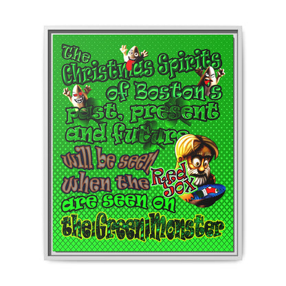 christmas spirits of boston - framed canvas art (logo green)