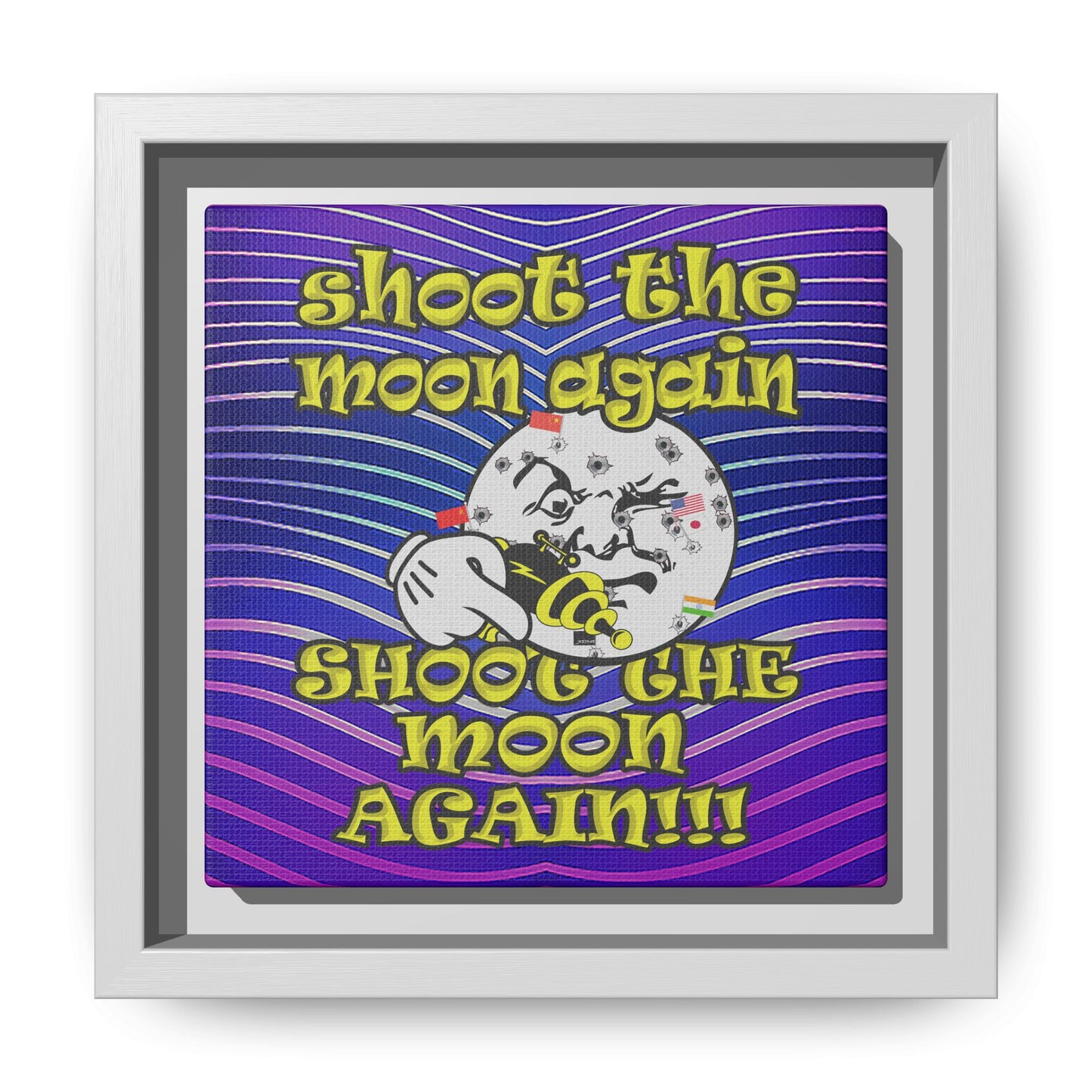 shoot the moon again - framed canvas art (purple wave)